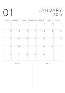 jan 2025 calendar